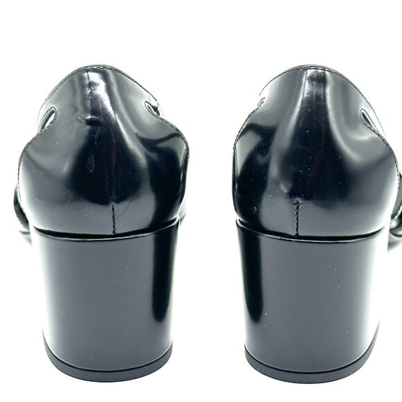 PRADA Runway Pointed Toe Cutout Cut Out Block Heel Brushed Leather Pumps - Picture 11 of 16